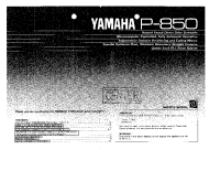 Yamaha P-850 - Owners Manual